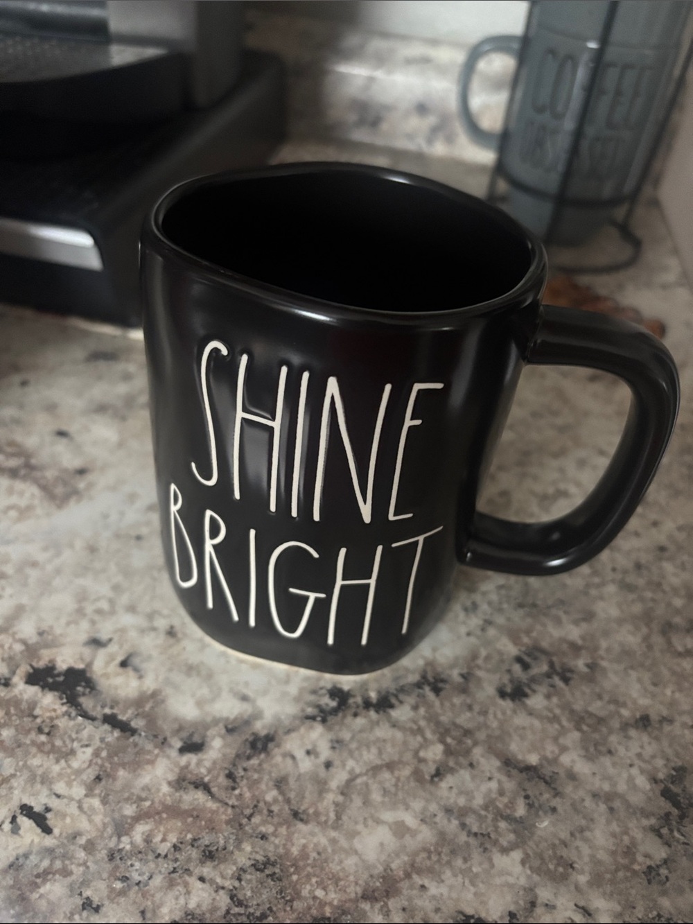 Rae Dunn Black 'Shine Bright' Ceramic Mug